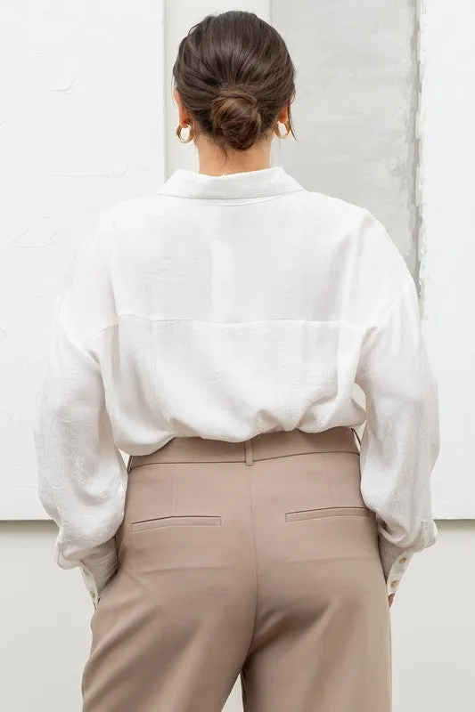 PLUS TEXTURED BUTTON DOWN TOP