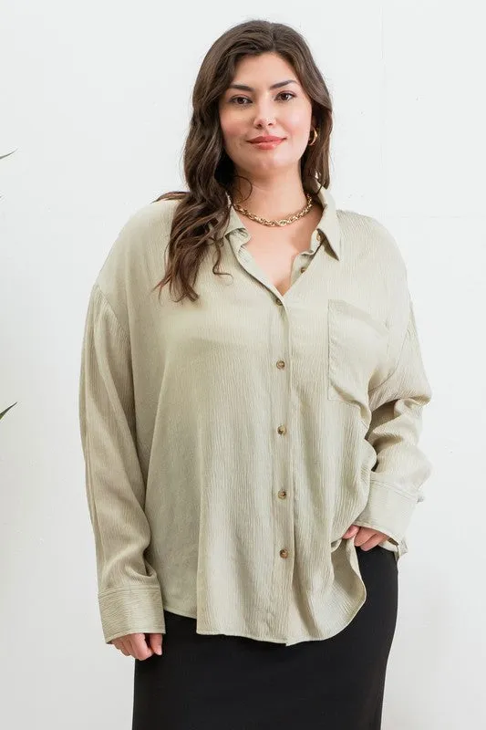 PLUS TEXTURED BUTTON DOWN TOP