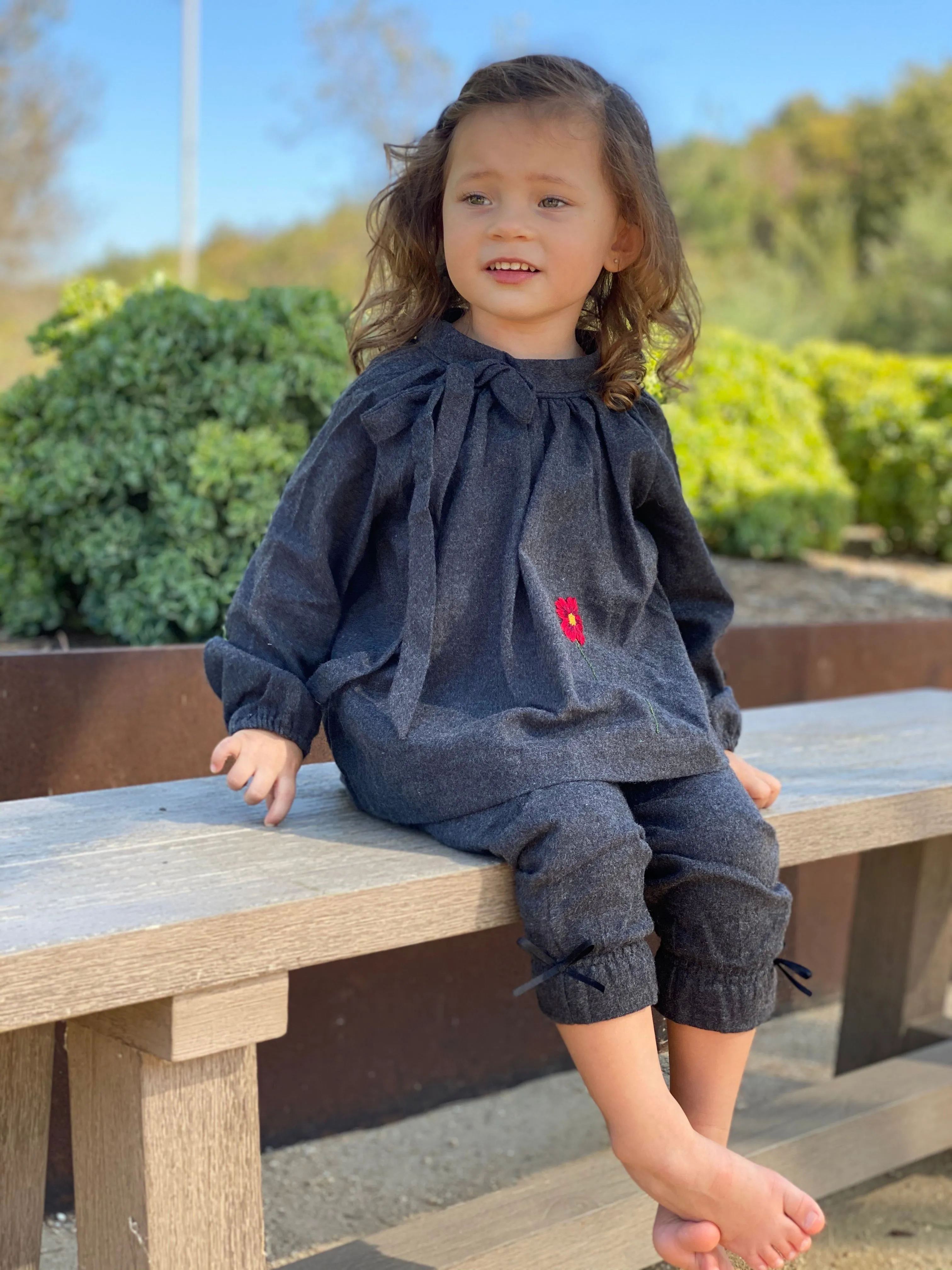 Poppy Flower Top, Anthracite