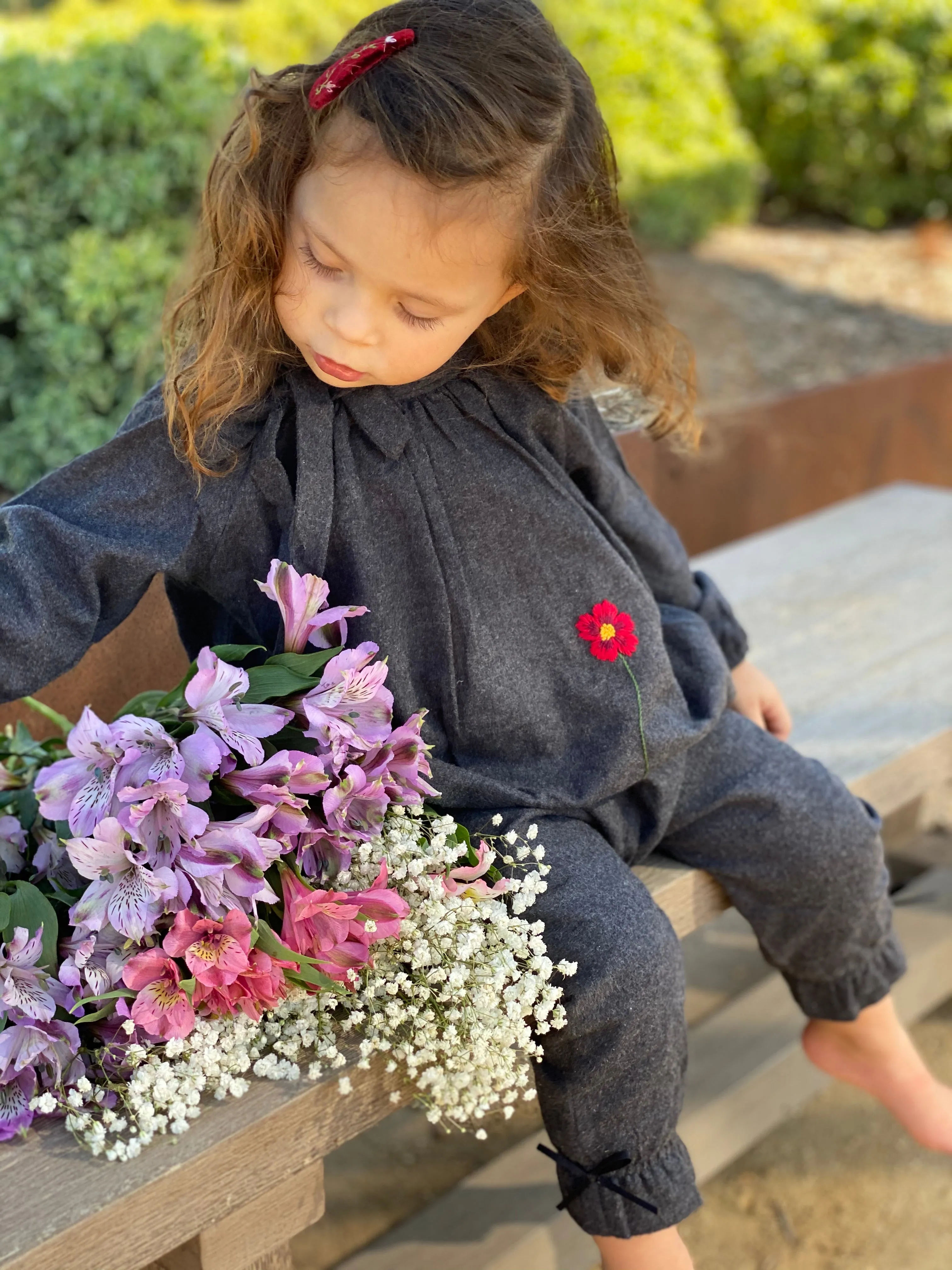 Poppy Flower Top, Anthracite