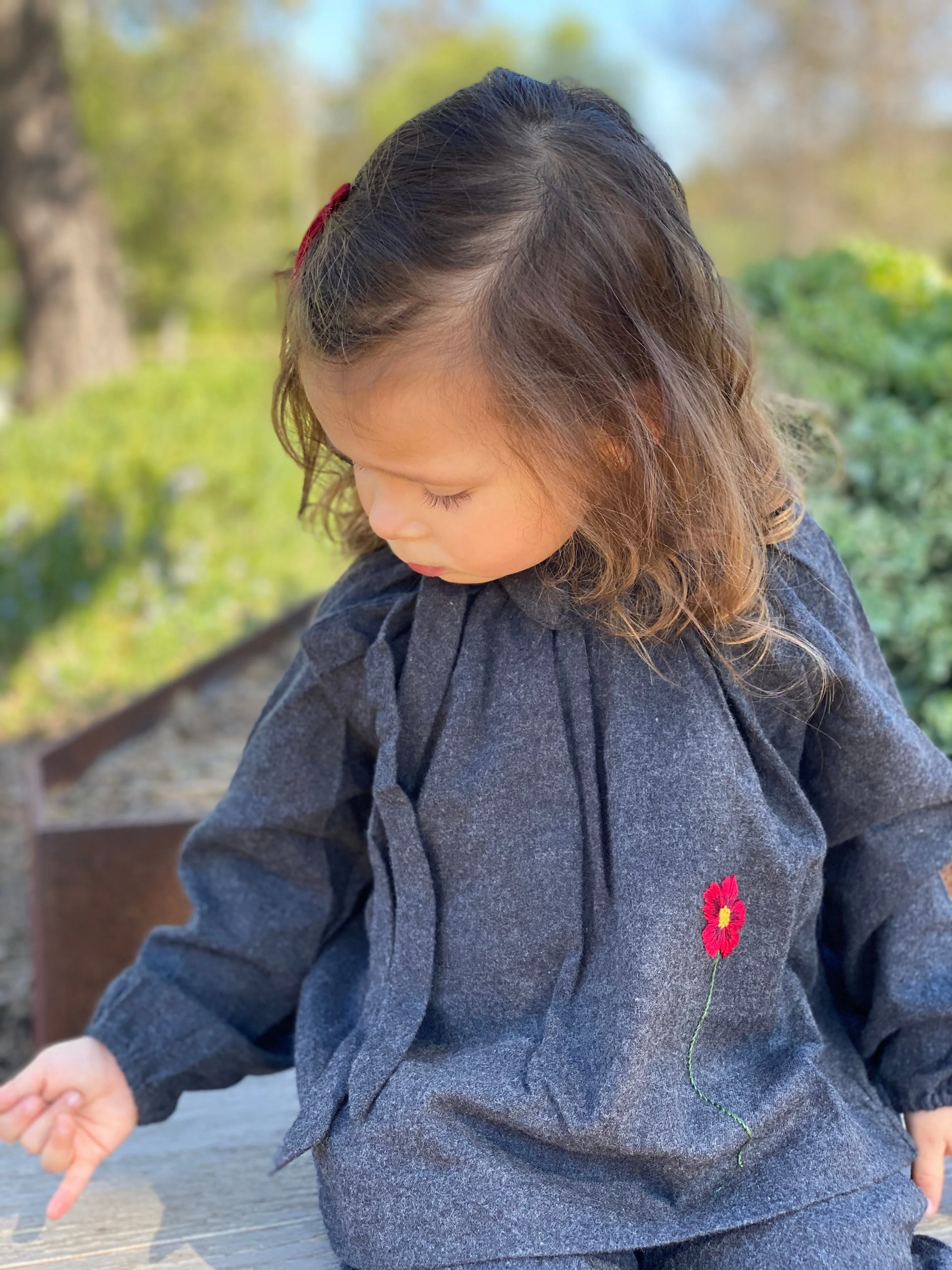 Poppy Flower Top, Anthracite