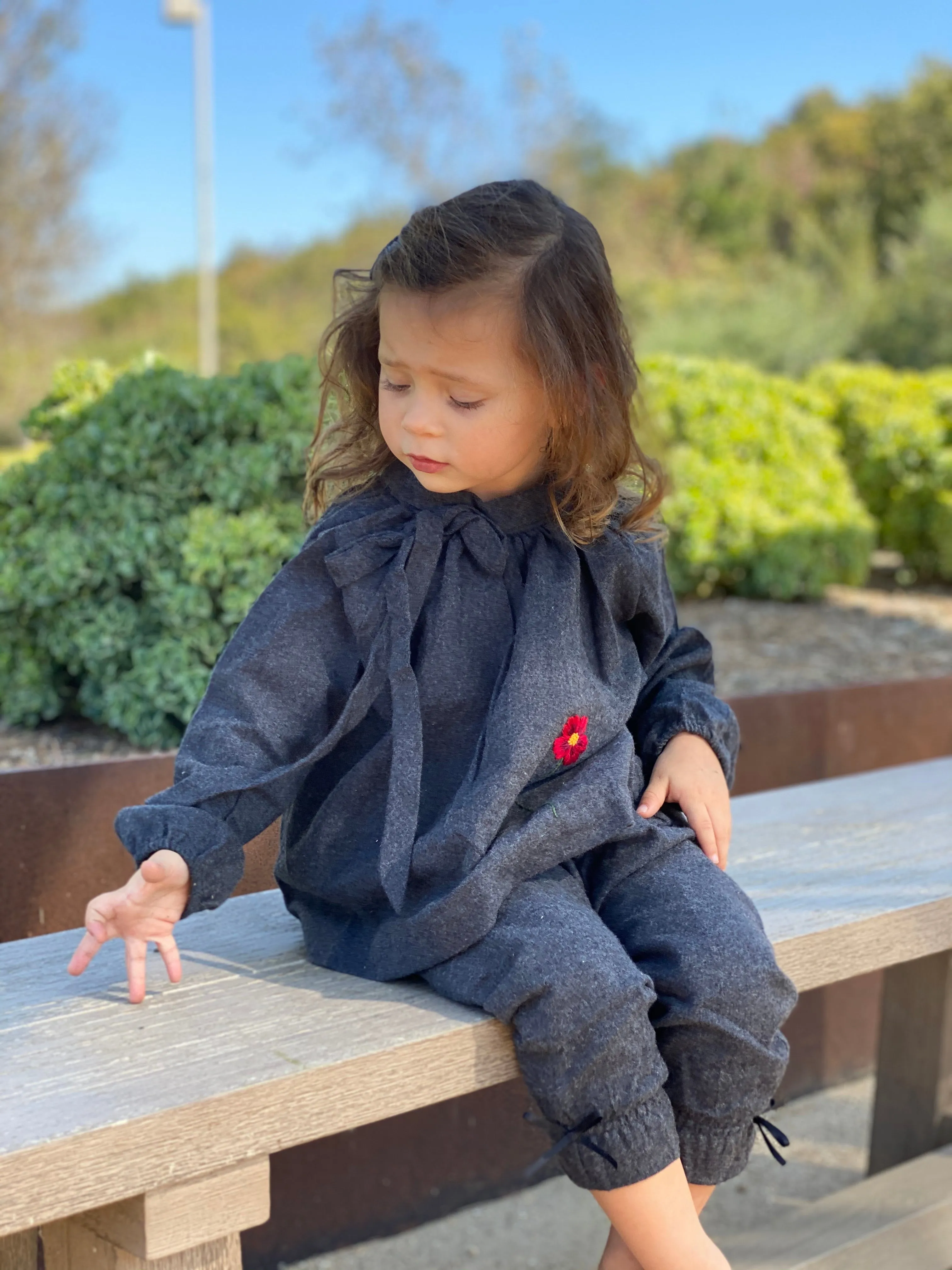 Poppy Flower Top, Anthracite