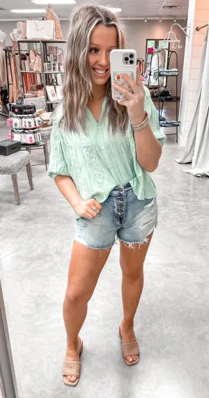 Posh Promise Pleated Button Down