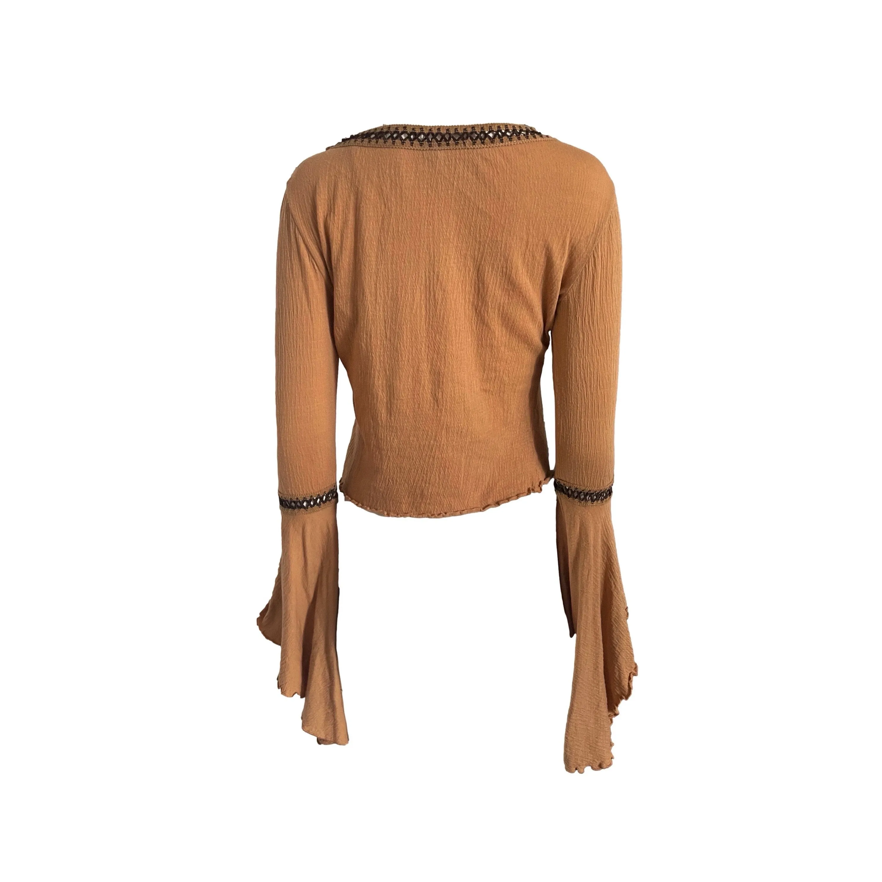 Prada Tan Ruffled Long Sleeve Top