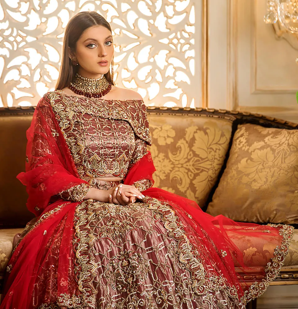 Premium Red Raw Silk Indian Bridal Wear Lehenga Choli