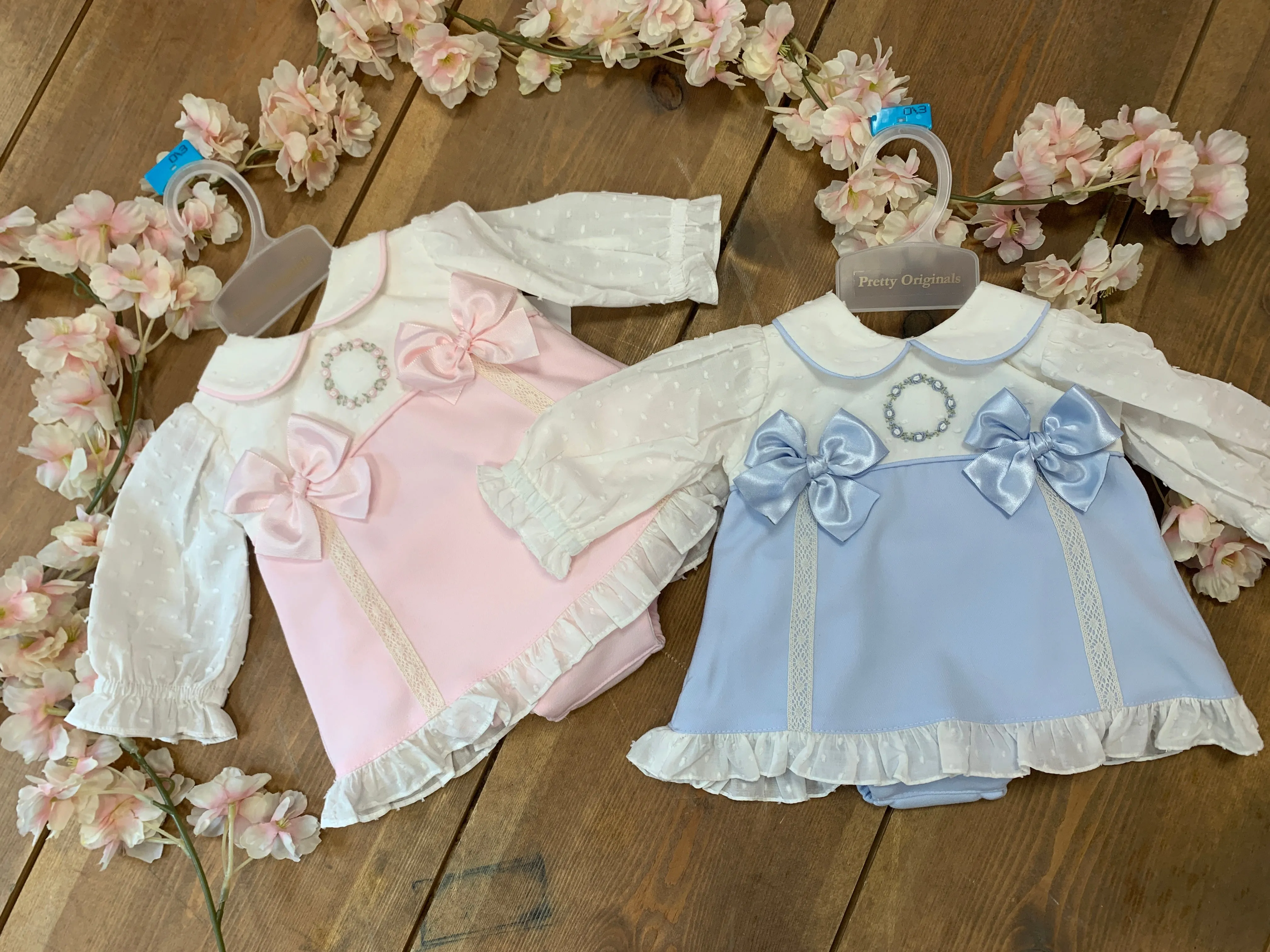 Pretty Originals Embroidered Double Bow Dress with Pants & Headband