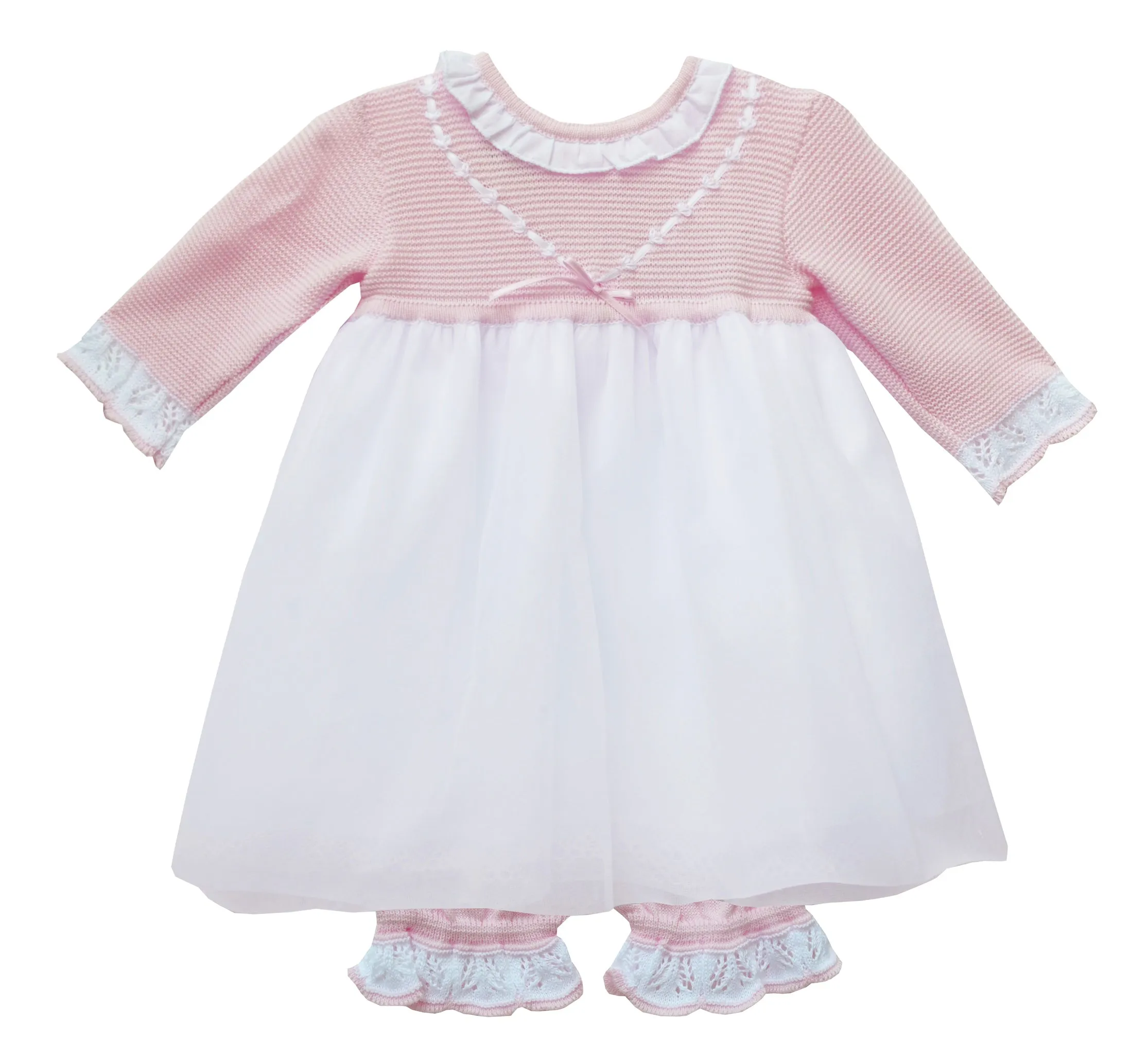 Pretty Originals Pink & White Knit Dress with Pants