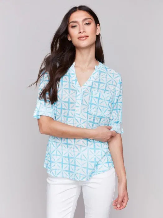 Printed Cotton Gauze Blouse