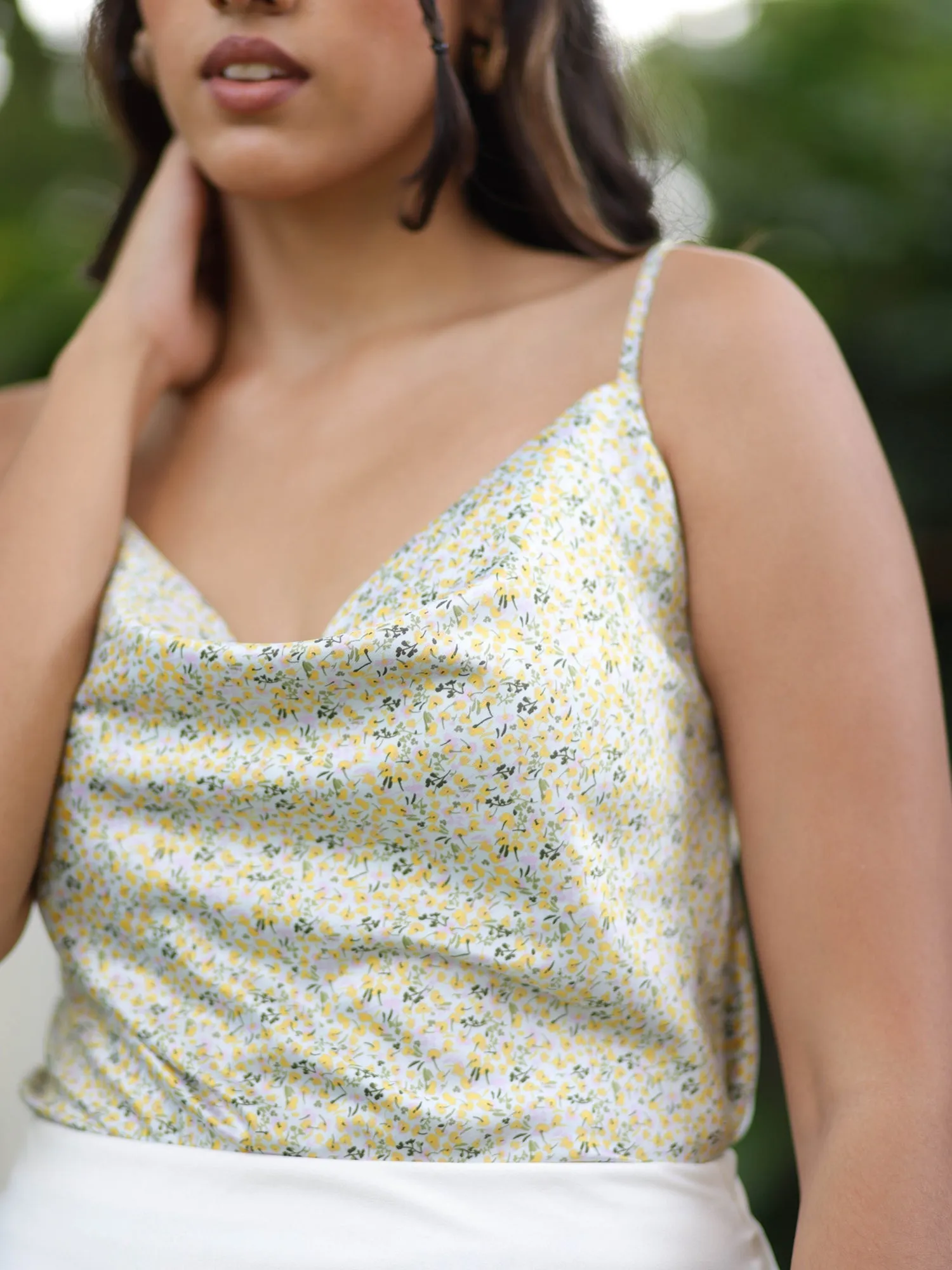 Printed Cowl Neck Top