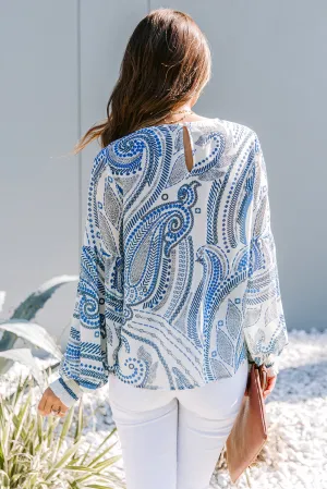 Printed Lantern Sleeve Top