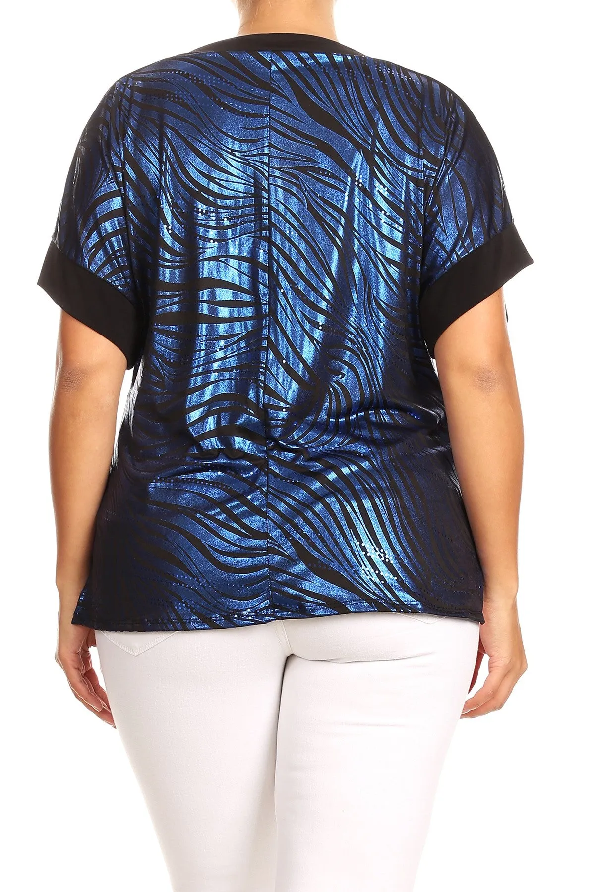Printed metallic top with relaxed fit Women