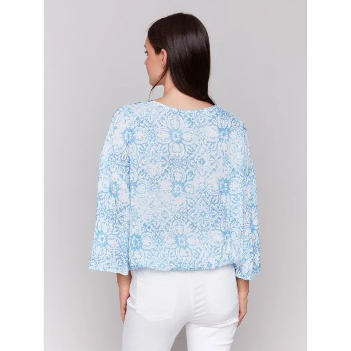 Printed Overlap Blouse