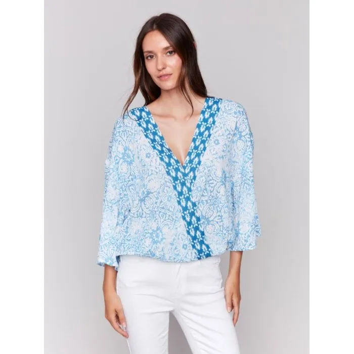 Printed Overlap Blouse