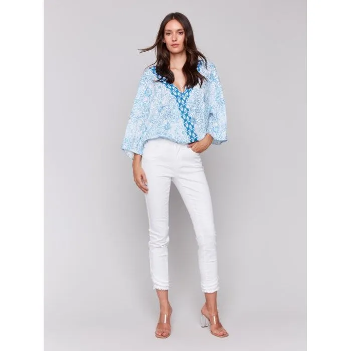 Printed Overlap Blouse