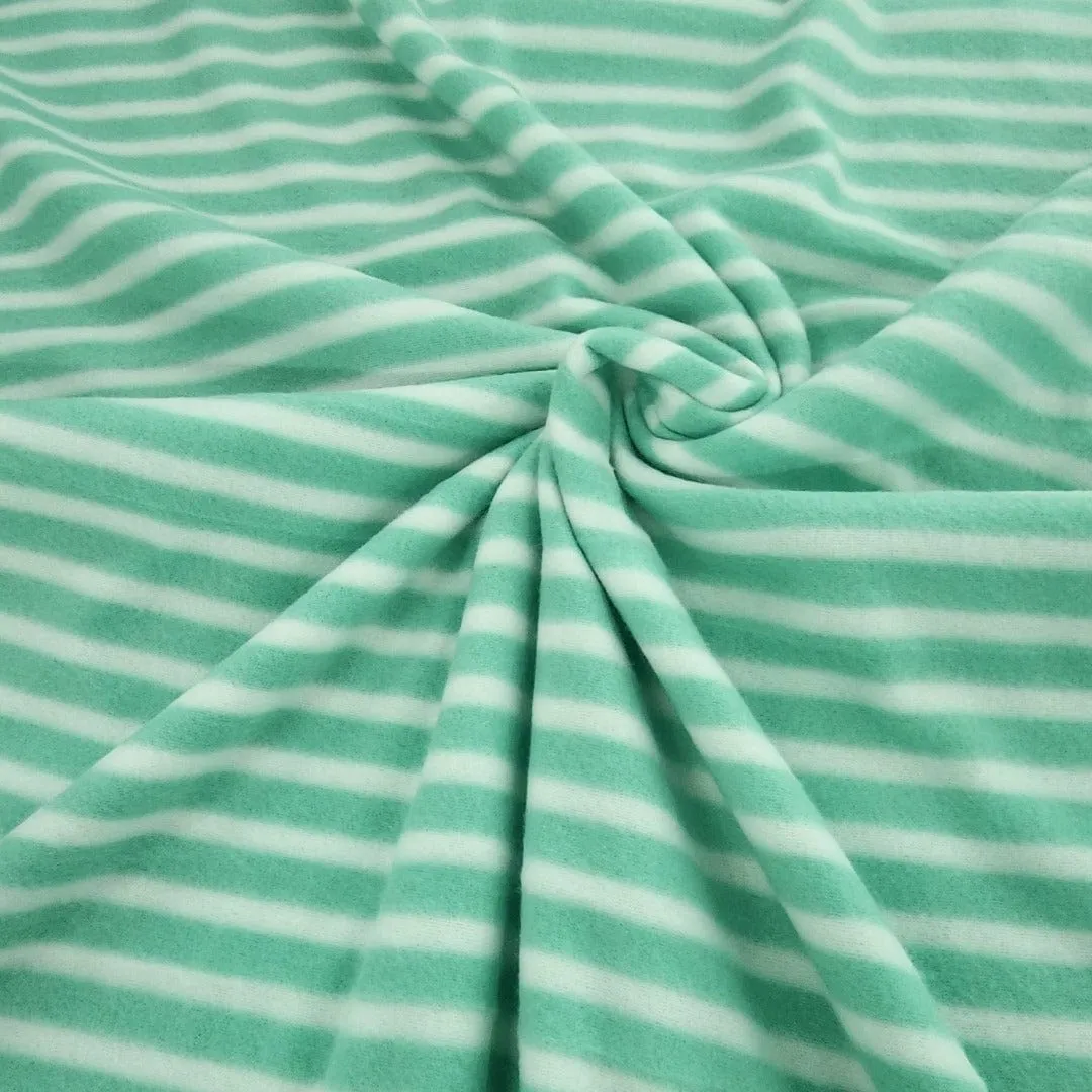 Printed Polar Fleece Fabric 150 cm Green Stripe