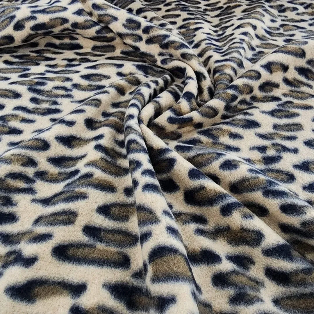 Printed Polar Fleece Fabric Brown Leopard 150cm