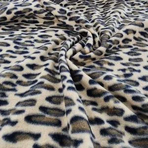 Printed Polar Fleece Fabric Brown Leopard 150cm