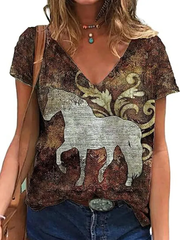 Printed V-Neck Tee