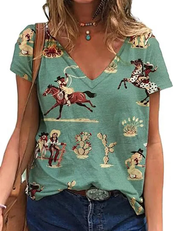 Printed V-Neck Tee