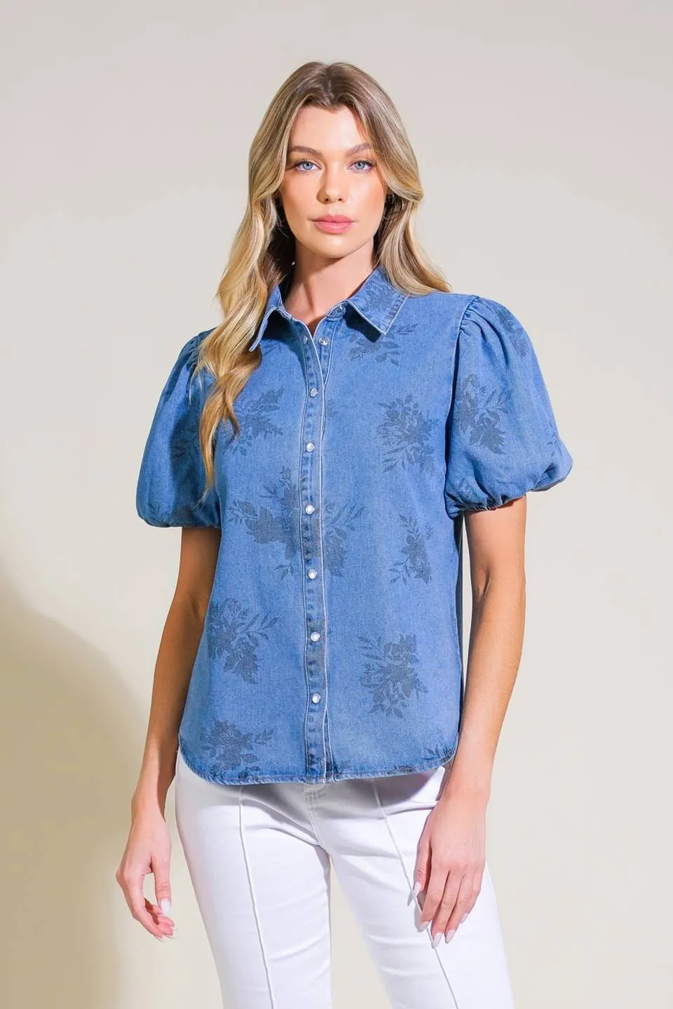 Puff Sleeve Denim Top