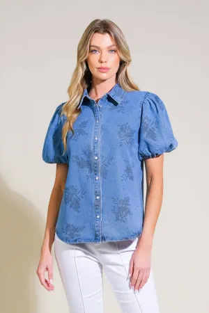 Puff Sleeve Denim Top