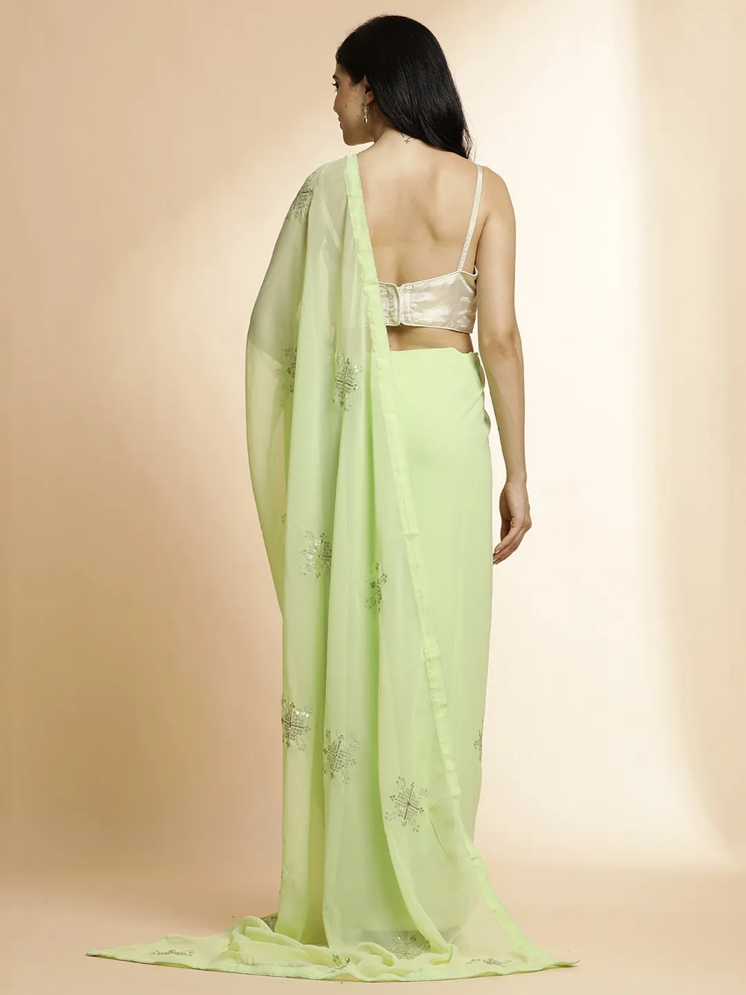 Pure Georgette Sequin Work Saree