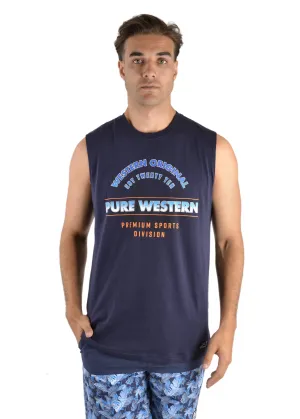 Pure Western Louis Mens Muscle Tank Top Navy