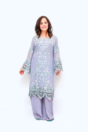 Purple Chiffon Sequenced Embroidery Suit - Salwar Kameez
