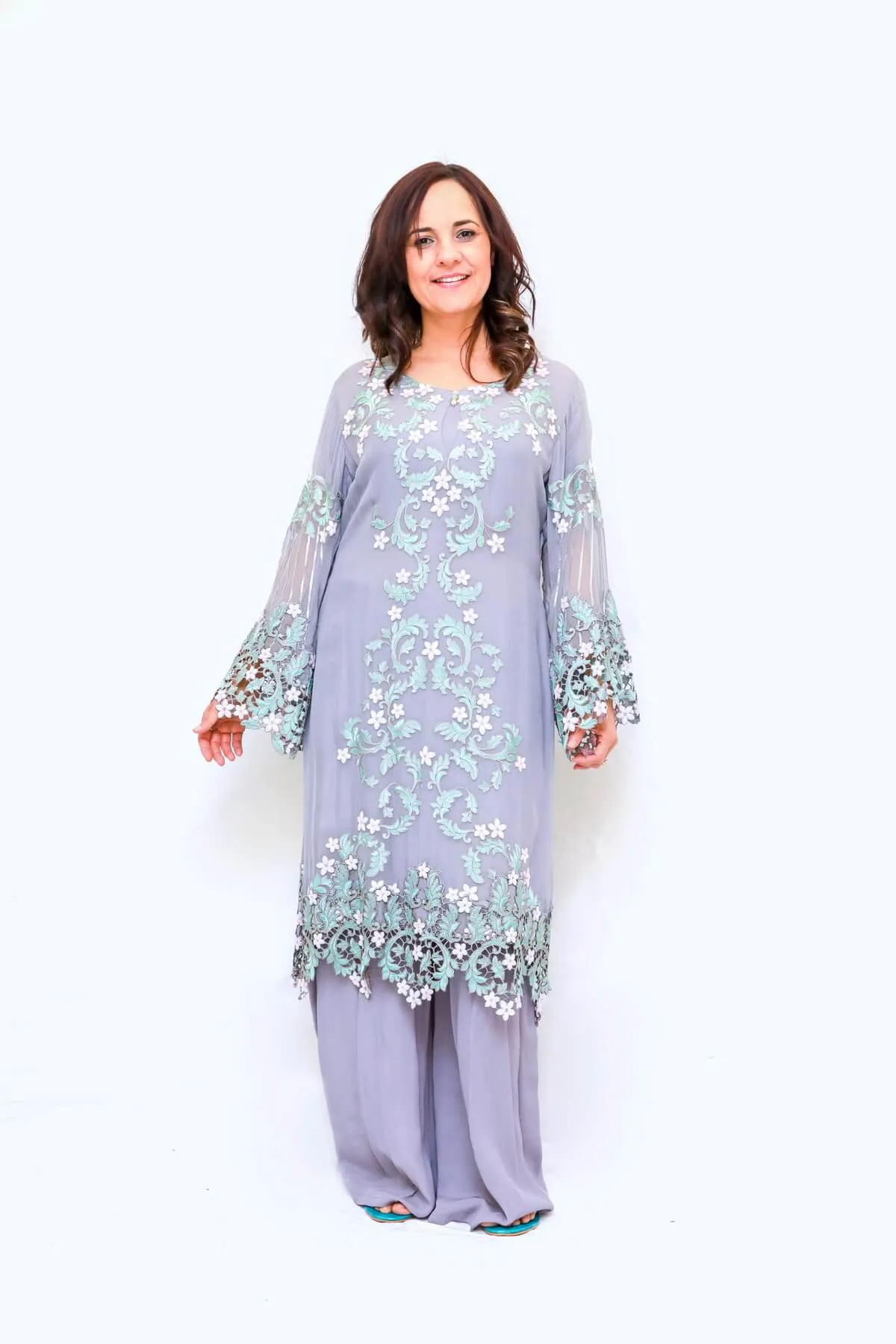 Purple Chiffon Sequenced Embroidery Suit - Salwar Kameez