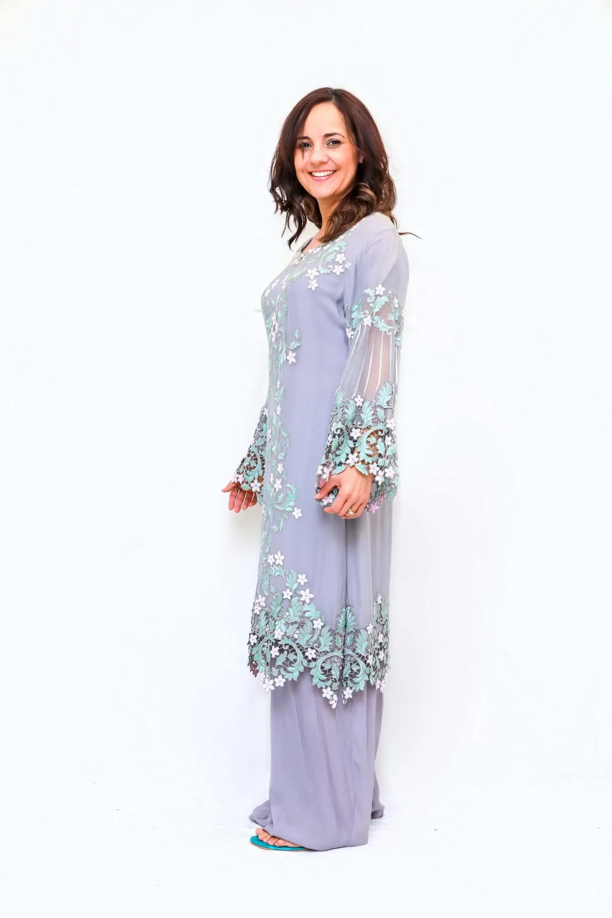 Purple Chiffon Sequenced Embroidery Suit - Salwar Kameez