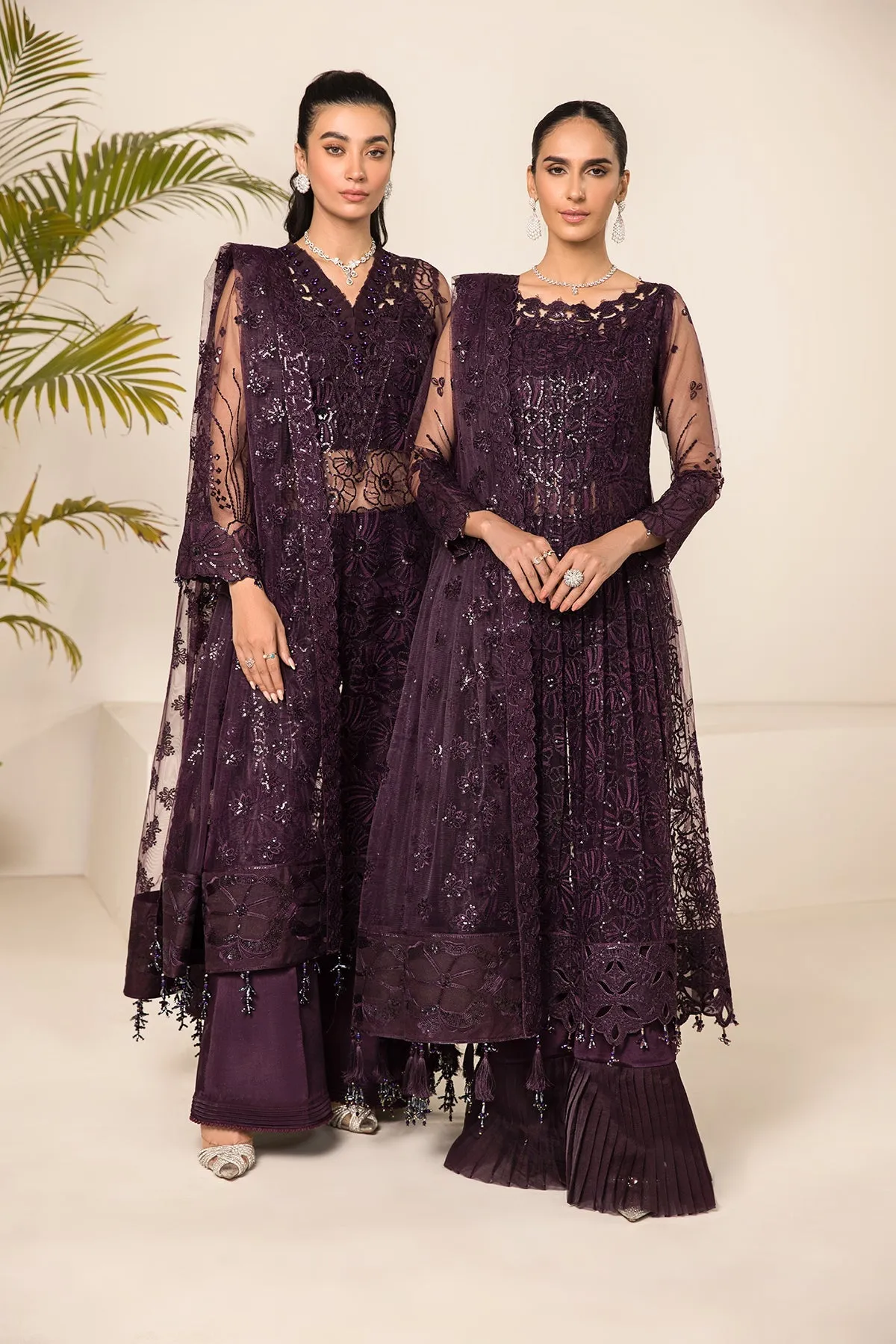 Purple Net Embroidered Pakistani Salwar Kameez Dupatta Suit