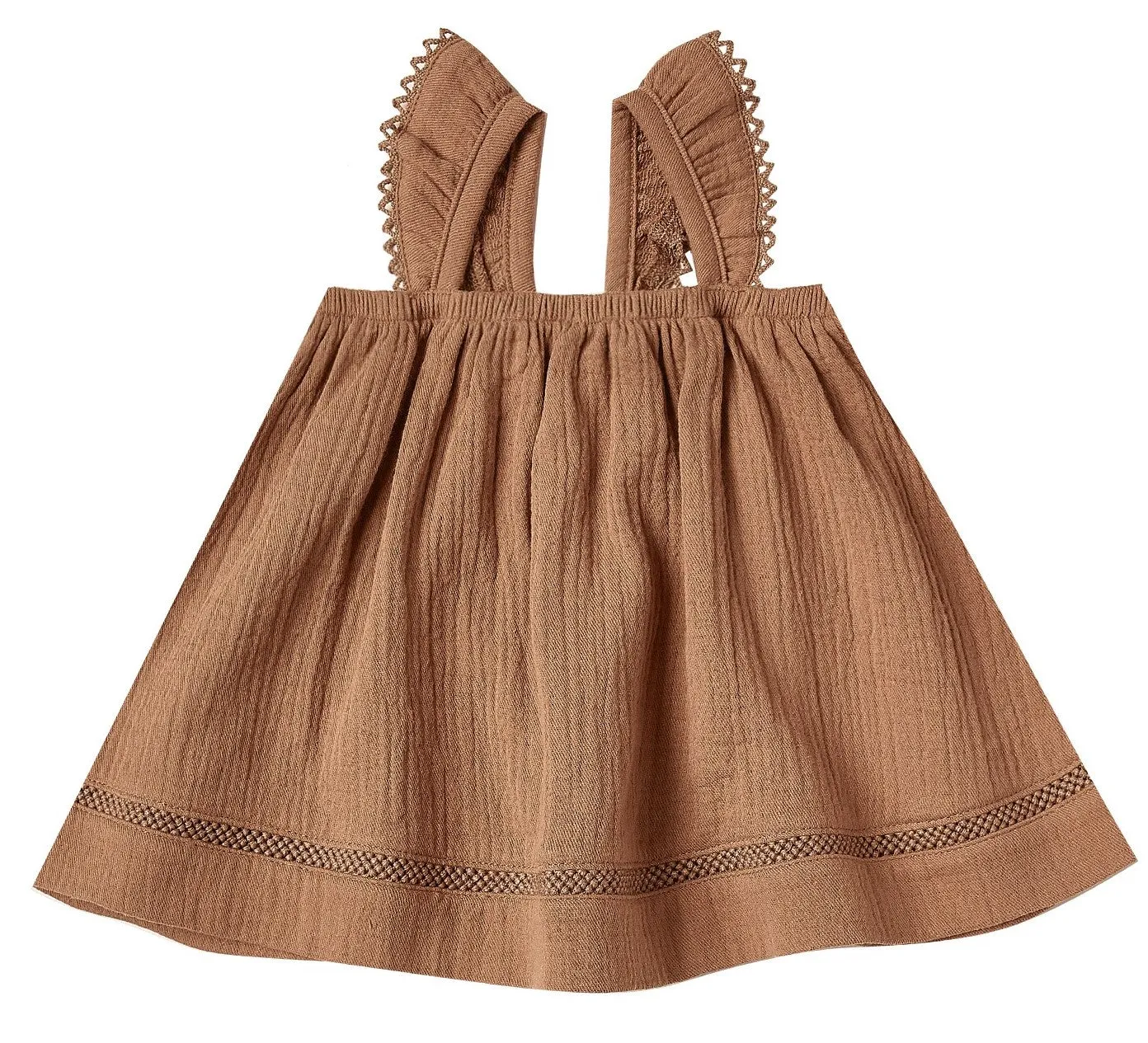 Quincy Mae Rust Woven Ruffled Tube Dress