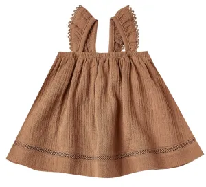 Quincy Mae Rust Woven Ruffled Tube Dress