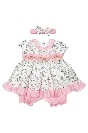 "Veronica" Pink & Lemon Floral Smocked Dress Set