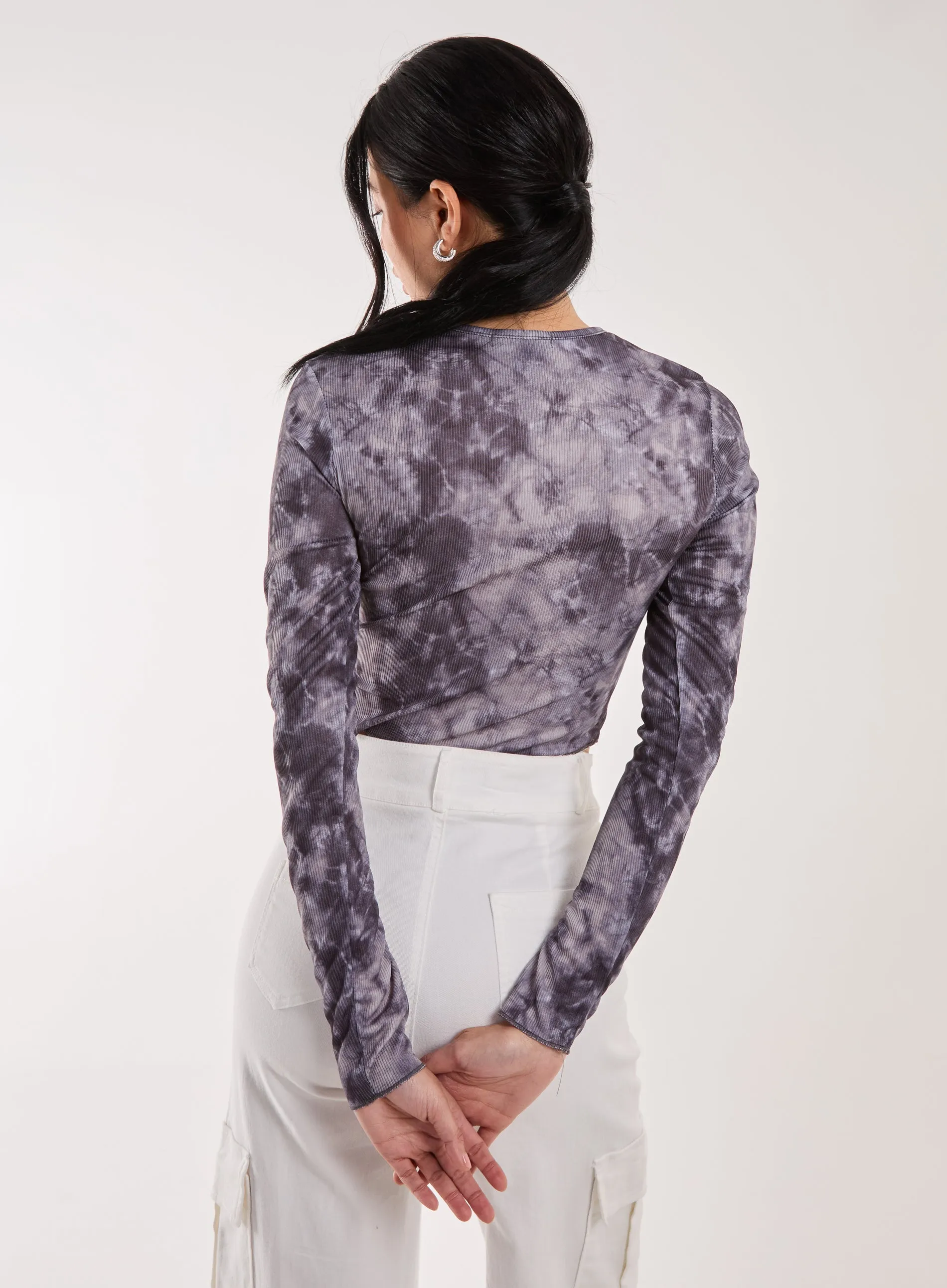 Racer Washed Printed Long Sleeve Top