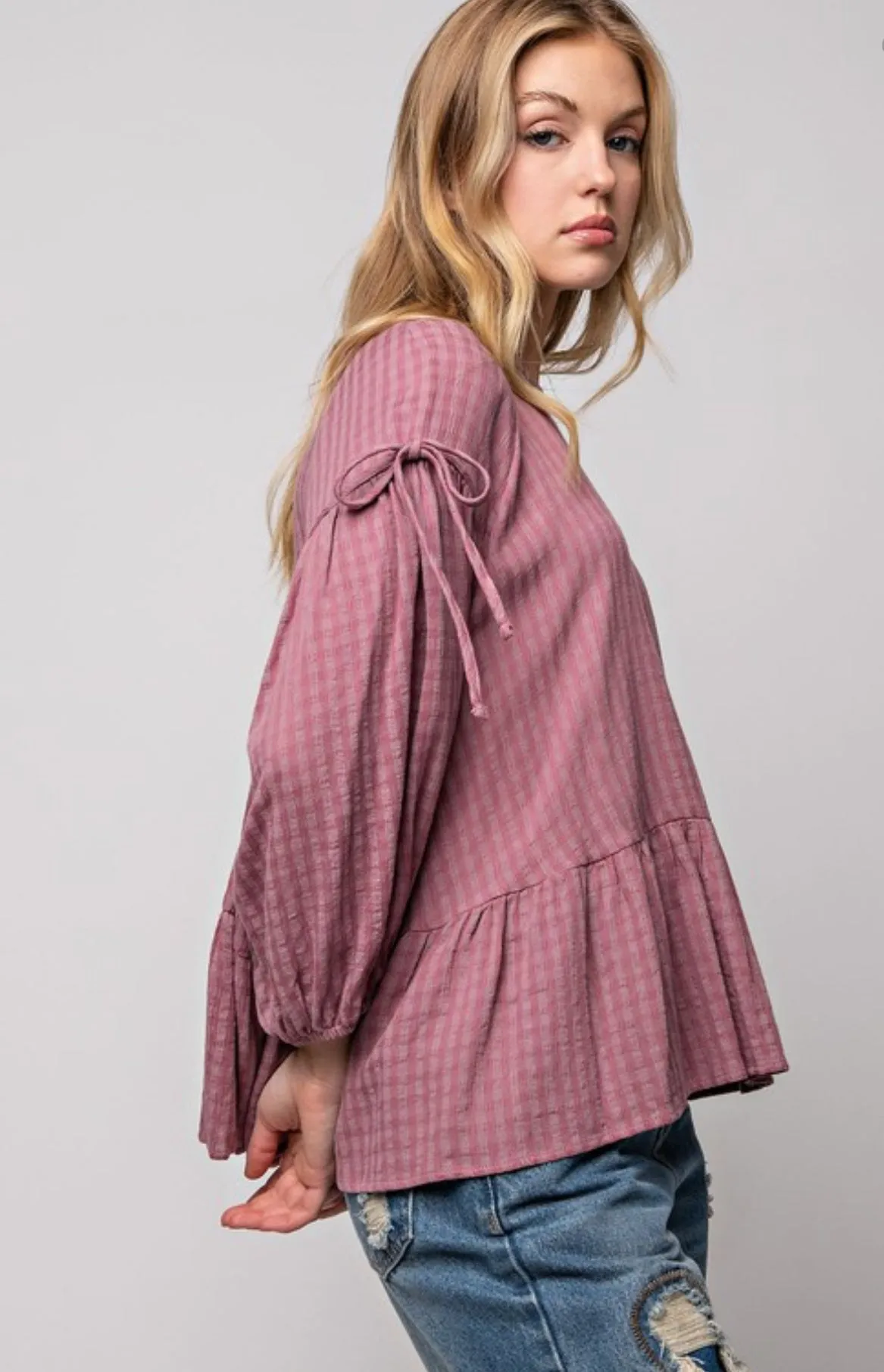 Rayon Gauze Ruffle Bottom Top