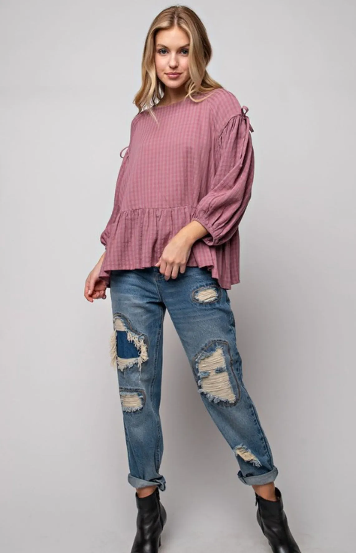 Rayon Gauze Ruffle Bottom Top
