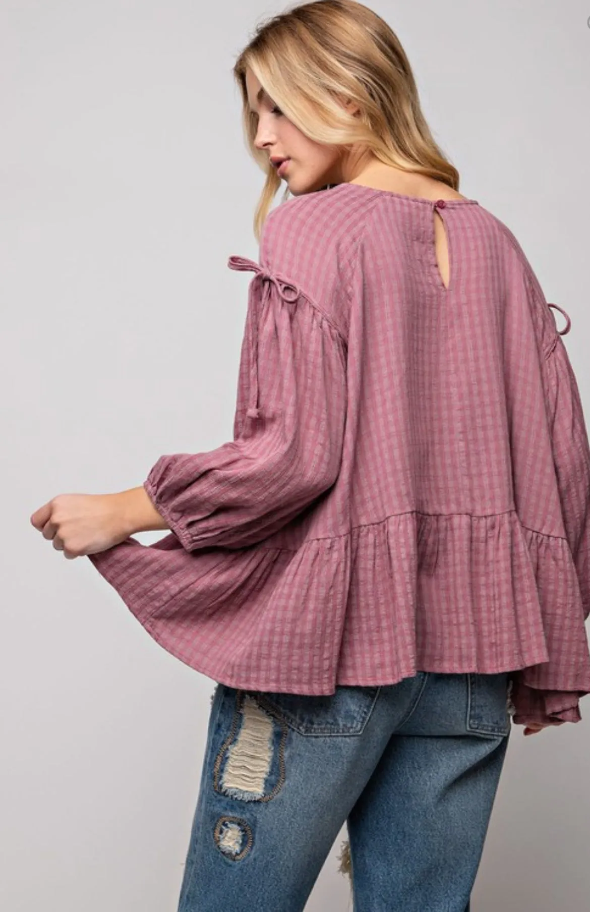 Rayon Gauze Ruffle Bottom Top