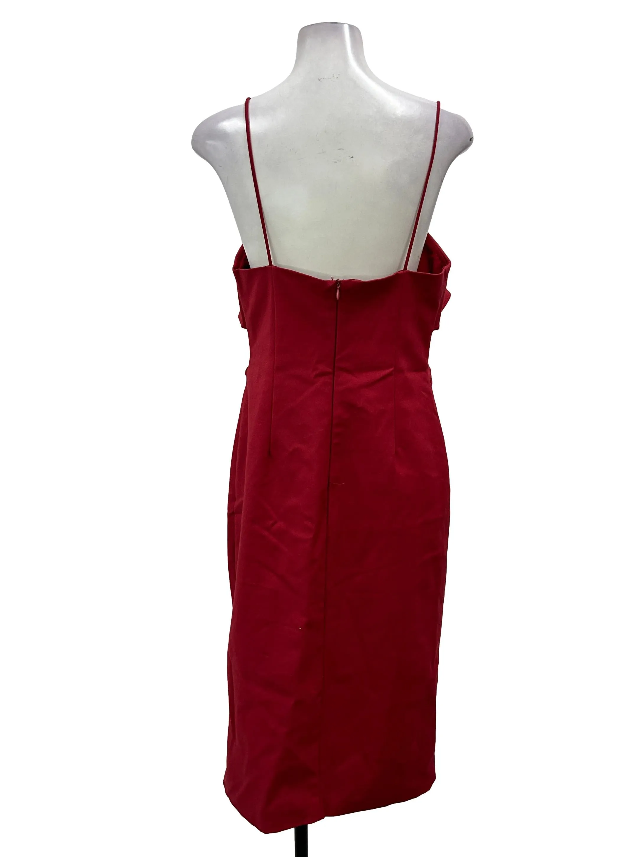 Red Draped Sleeveless Dress