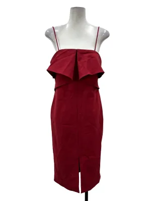 Red Draped Sleeveless Dress