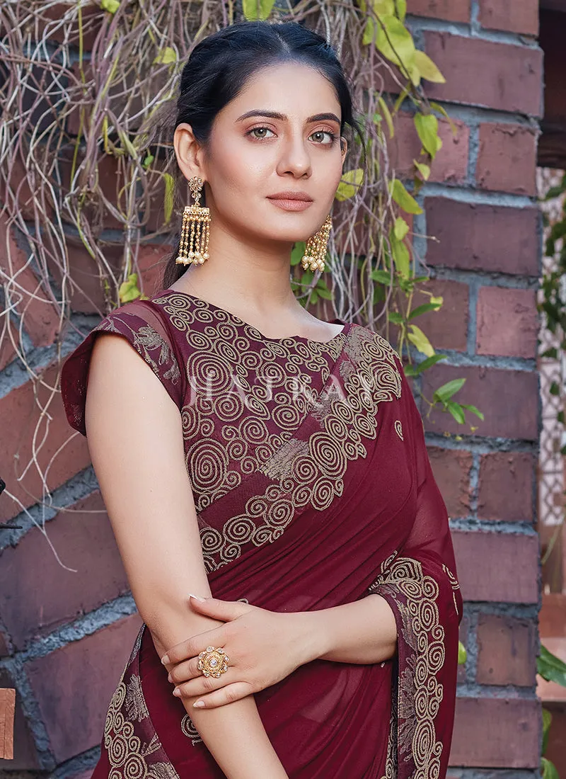 Red Floral Traditional Silk Saree