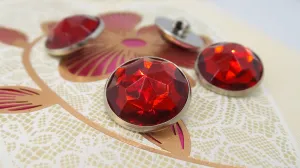 RED GEM SILVER Buttons 3/4" Vintage Shank Metal Buttons for Clothing / Dress Buttons / Jacket Buttons / Decorative Buttons 167