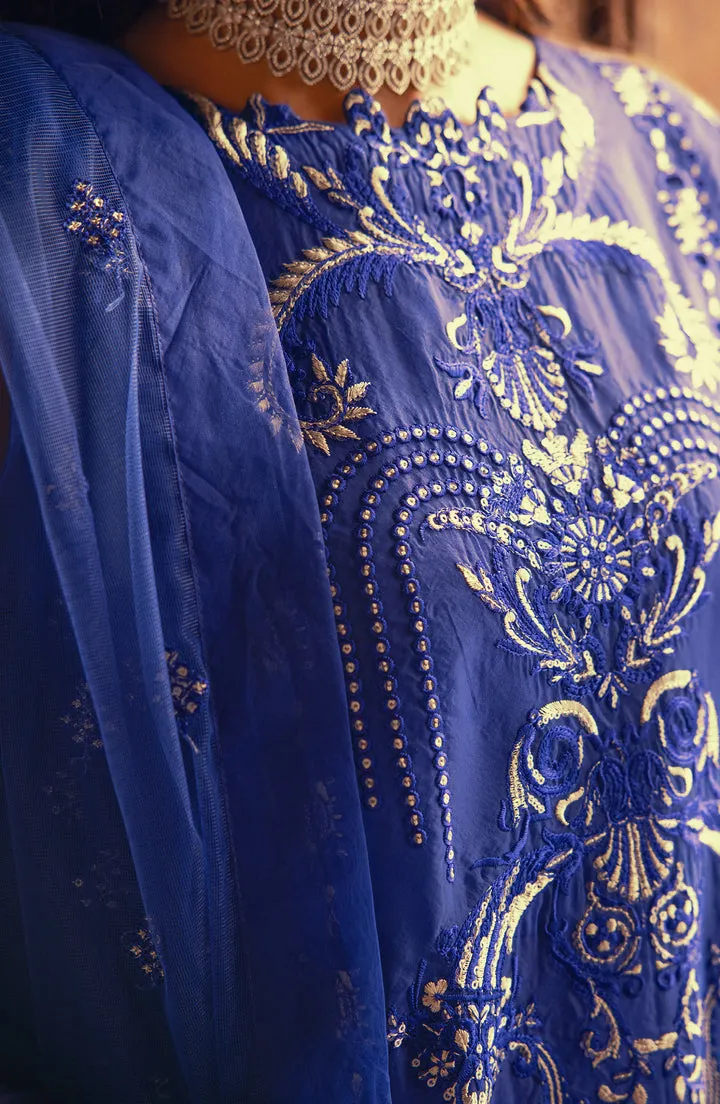 Regal Blue Embroidered Pakistani Salwar Kameez Dupatta Salwar Suit