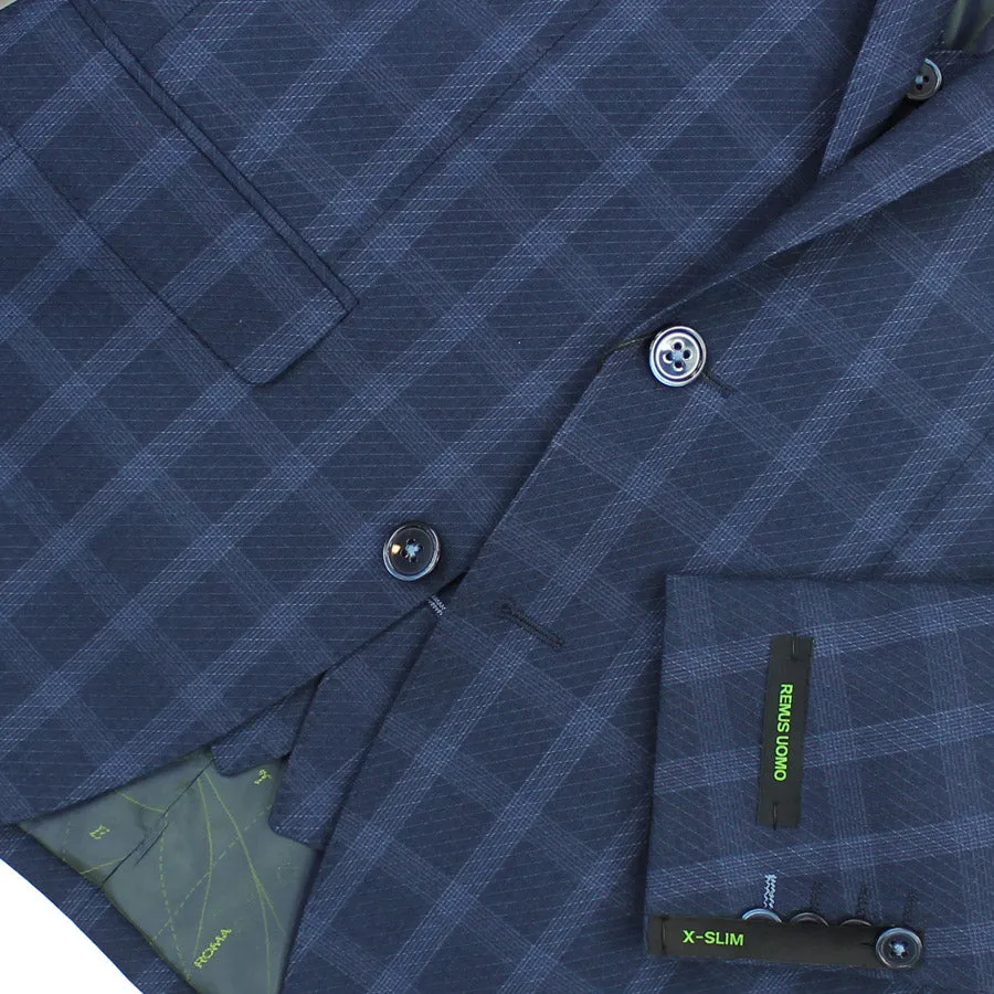 Remus Uomo - Lazio X-Slim Fit Blue Check Suit