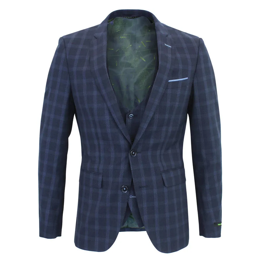 Remus Uomo - Lazio X-Slim Fit Blue Check Suit