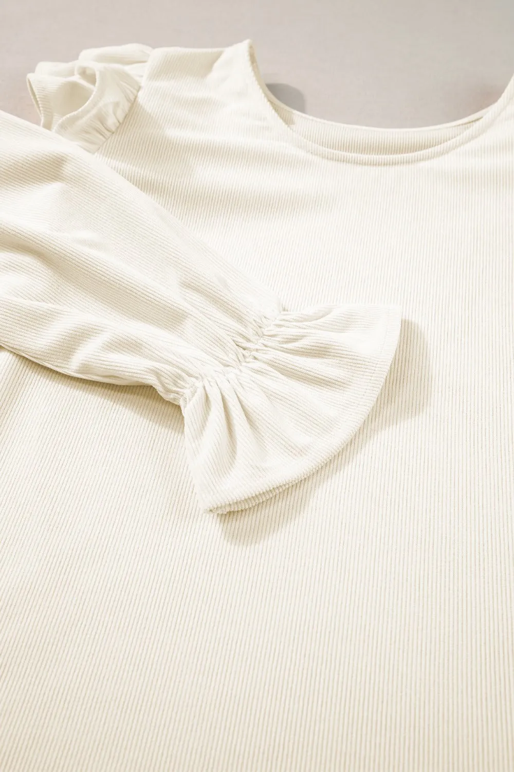 Reya Ruffled Round Neck Flounce Sleeve Top