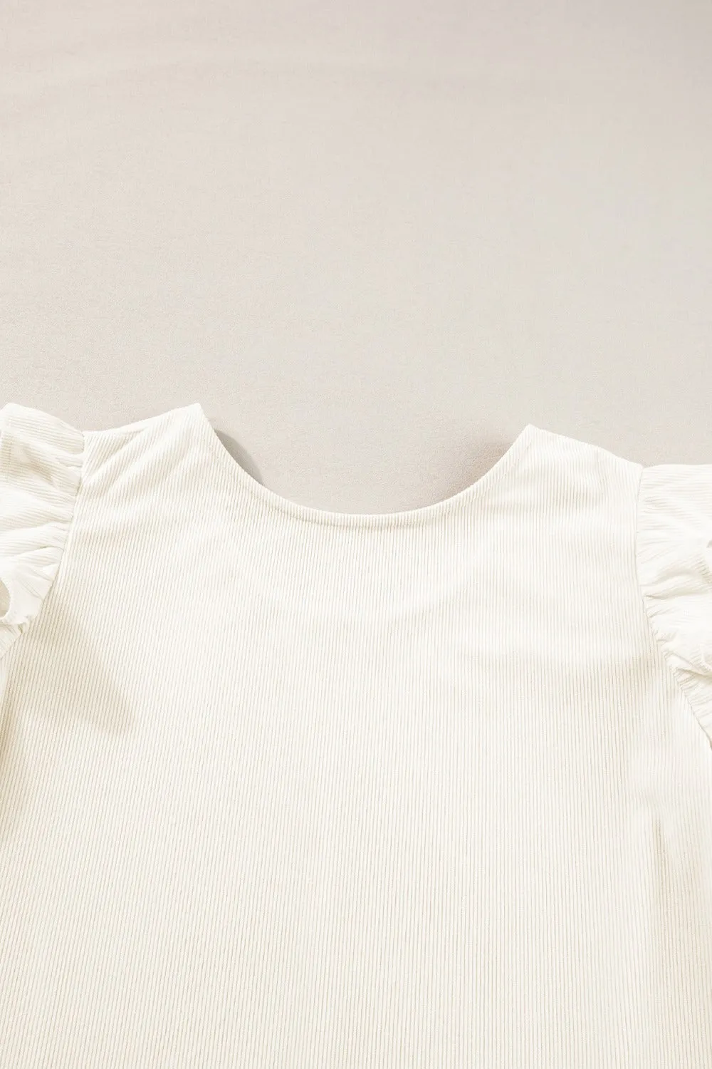 Reya Ruffled Round Neck Flounce Sleeve Top