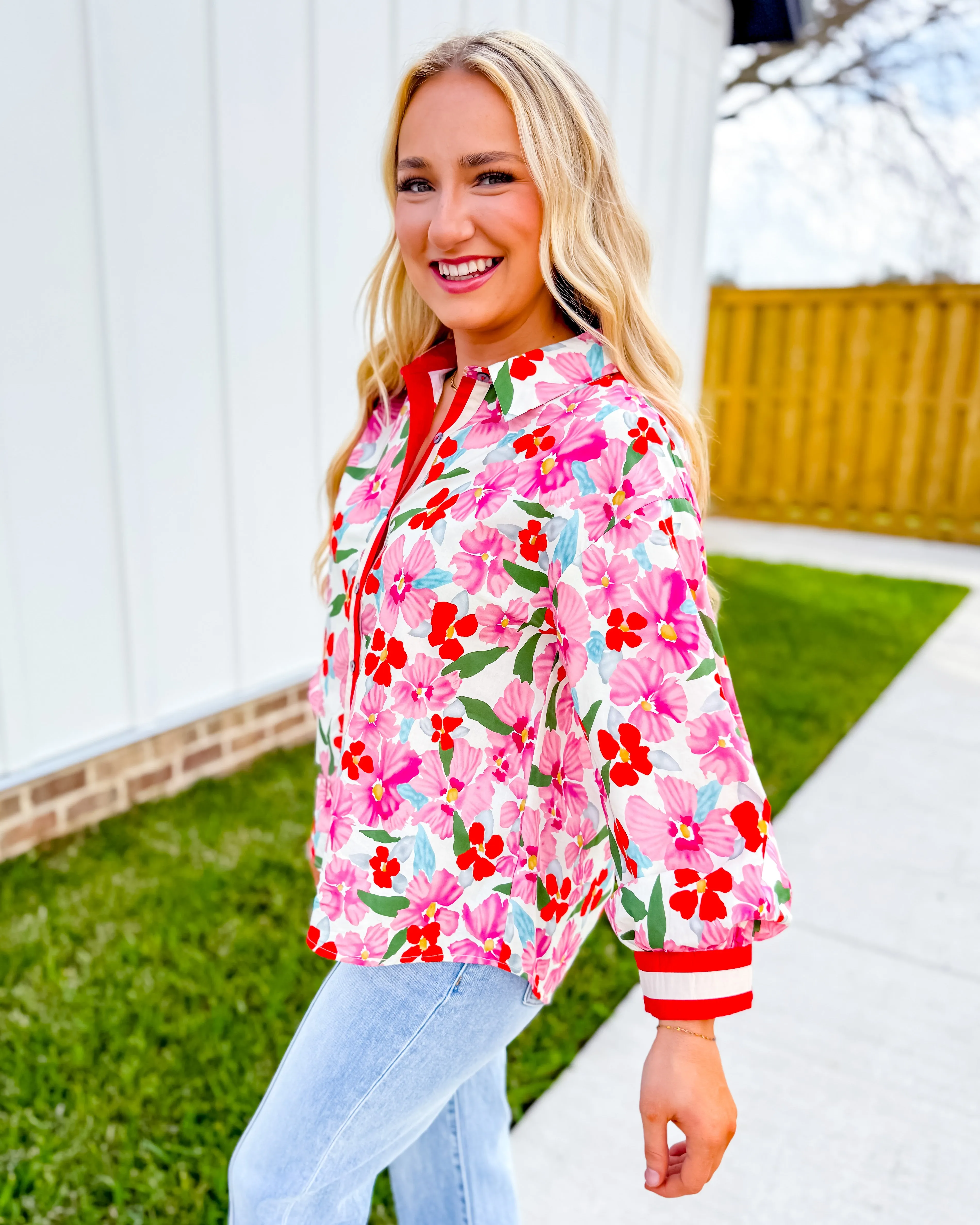 Ribbon Detail Button Down Top