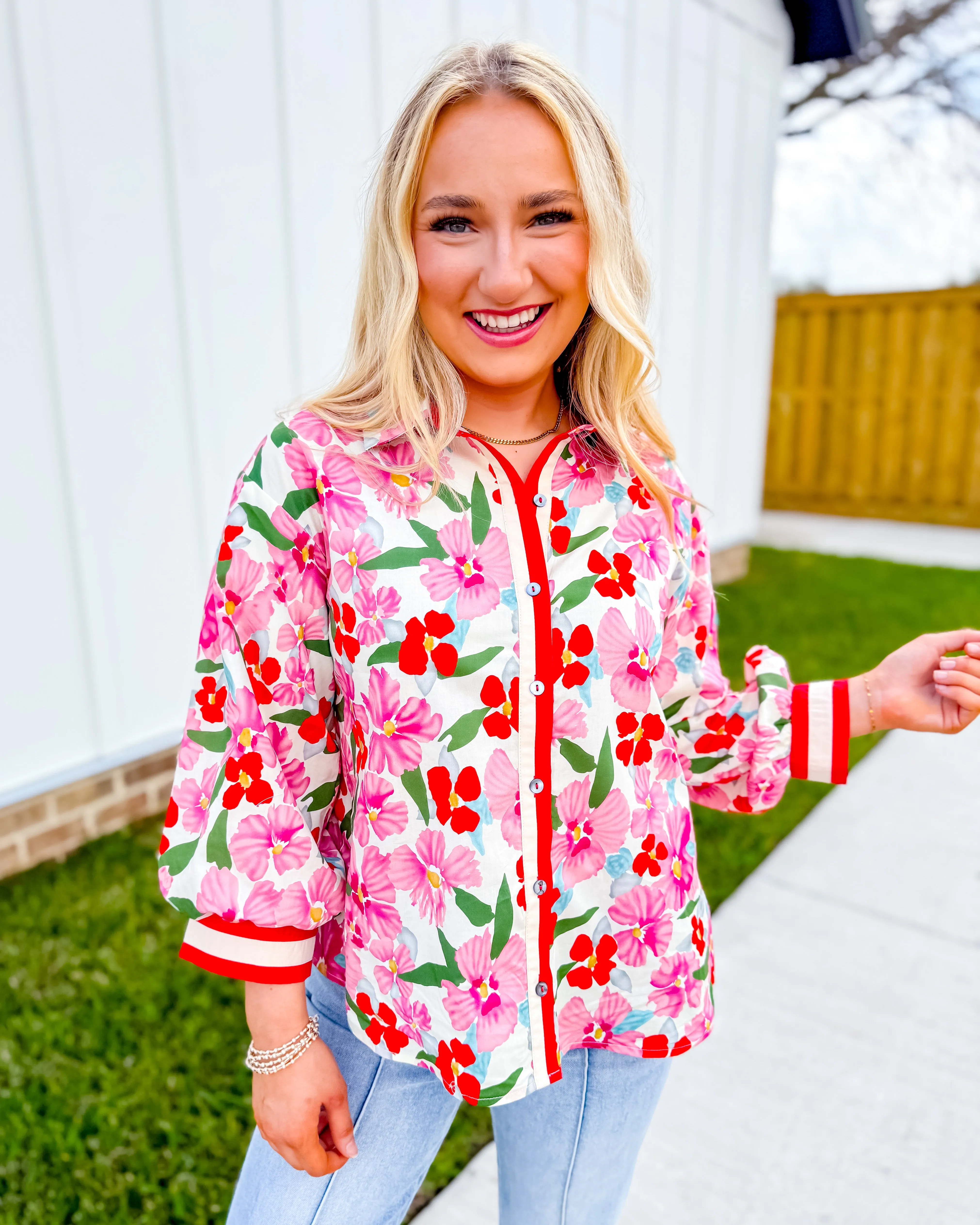 Ribbon Detail Button Down Top