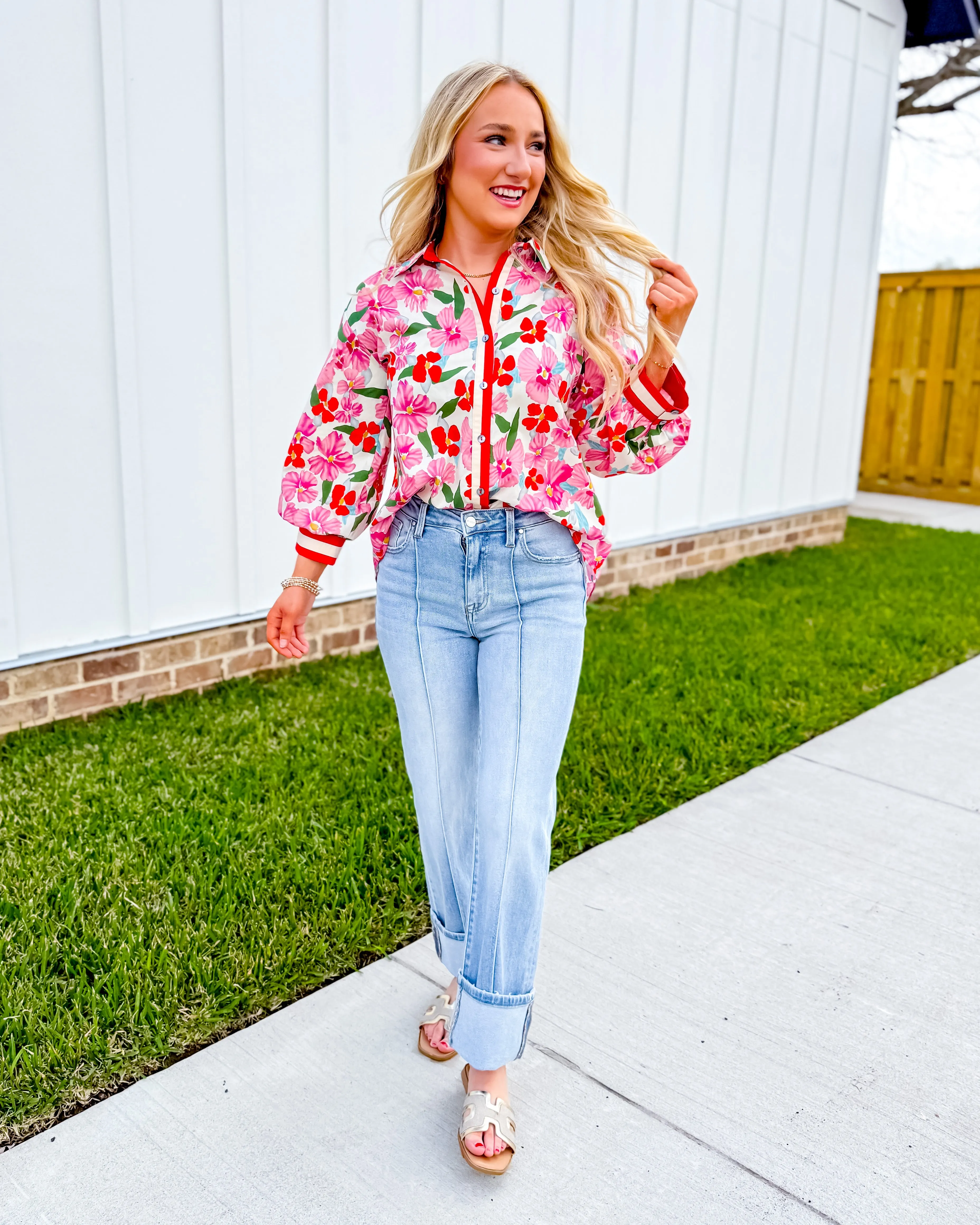 Ribbon Detail Button Down Top